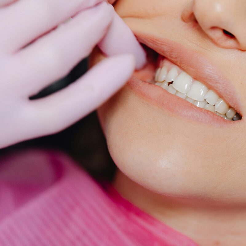 A patient being examined for dental implants.